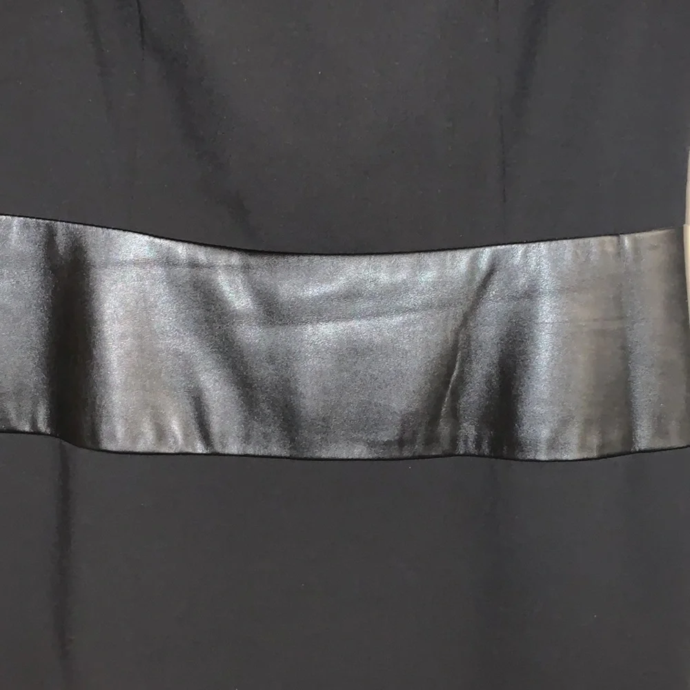 Calvin Klein Black Faux Leather Stripes Lined Sheath Dress - Picture 5 of 10